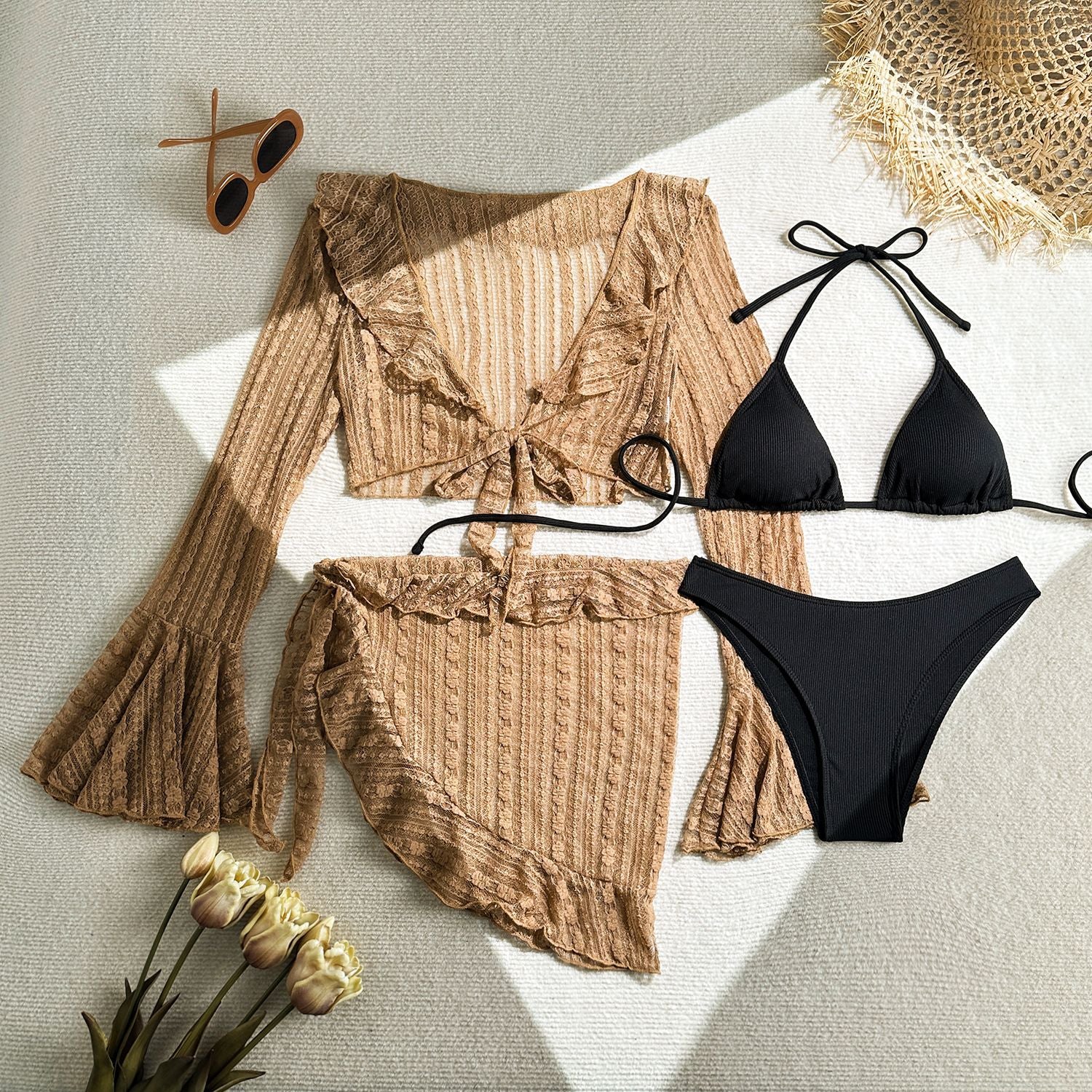 Costum de Baie Sexy din Dantelă 4 Piese