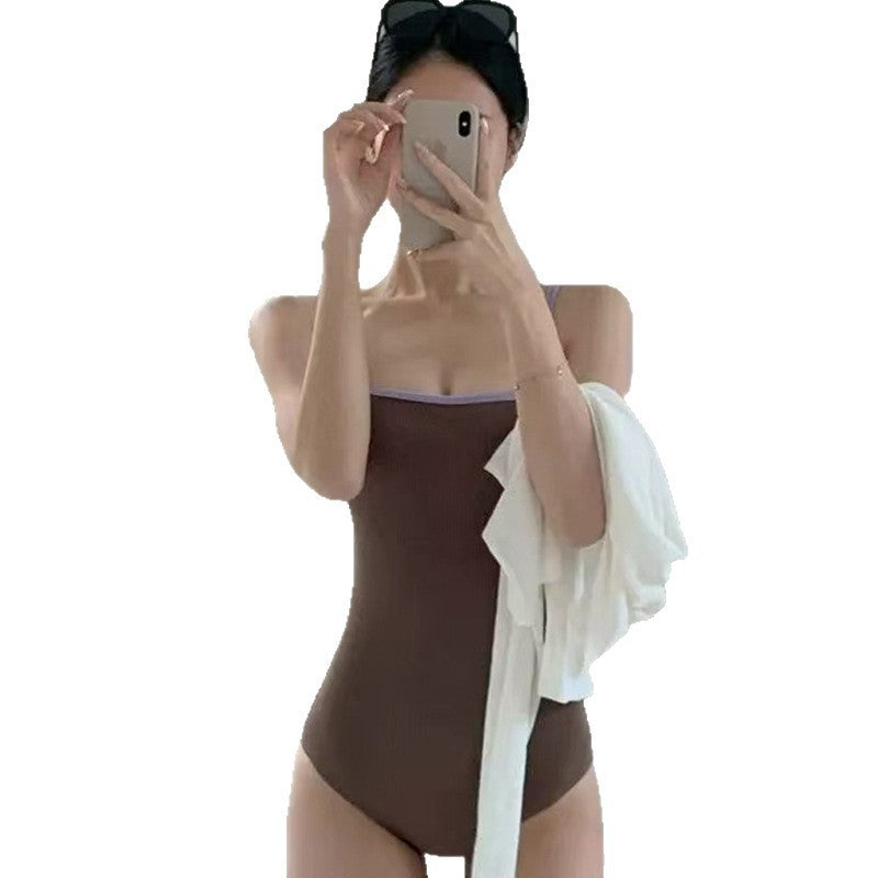 Costum de Baie O Piesă Slimming Talie Înaltă Spate Gol