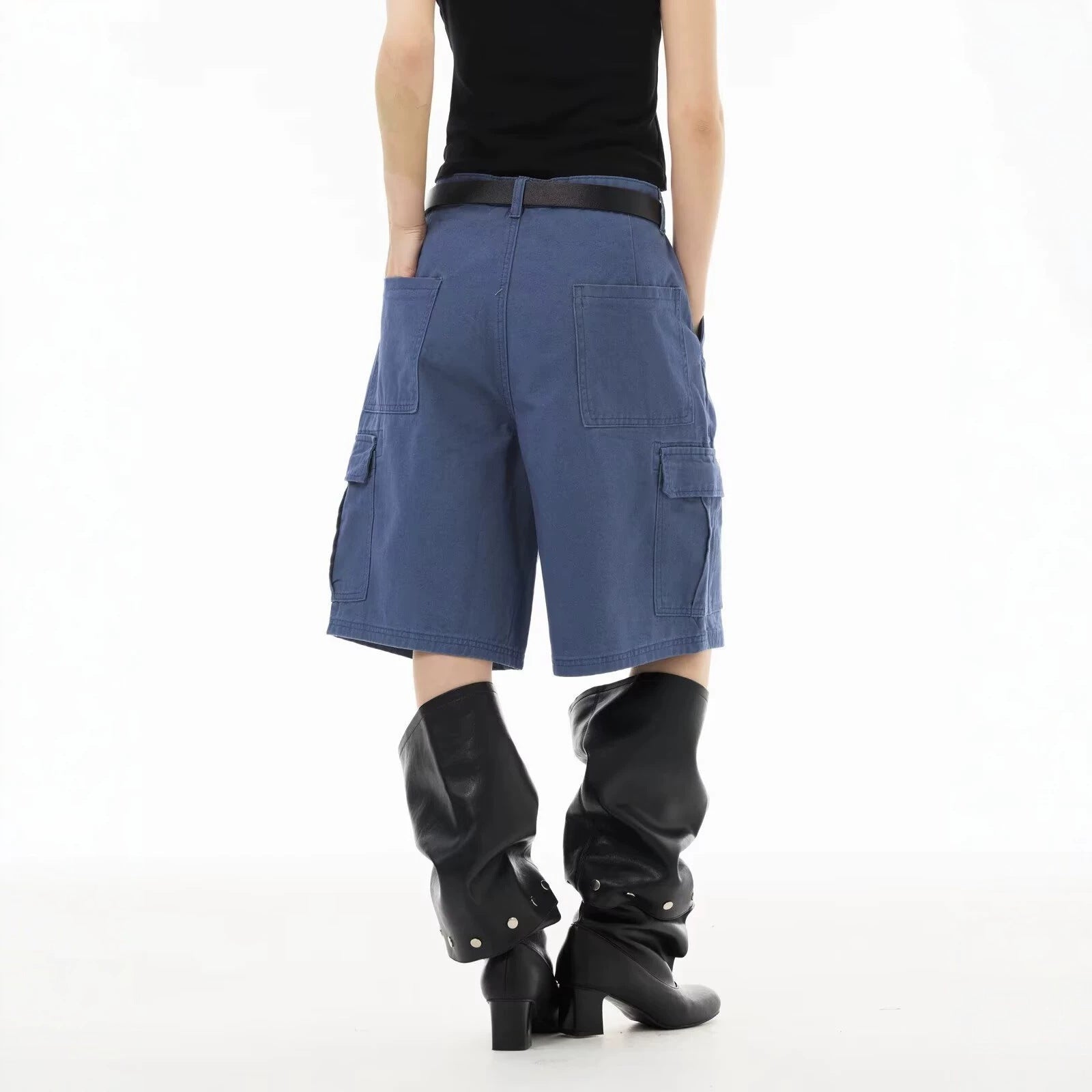 Pantaloni Casual Unisex — Straight Leg, Spălat Vintage, Talie Înaltă