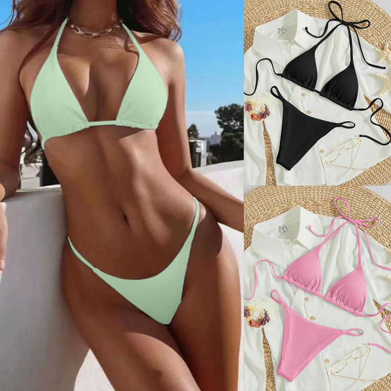 Bikini cu Snur la Gat si Sutien Captusit - 16 Culori