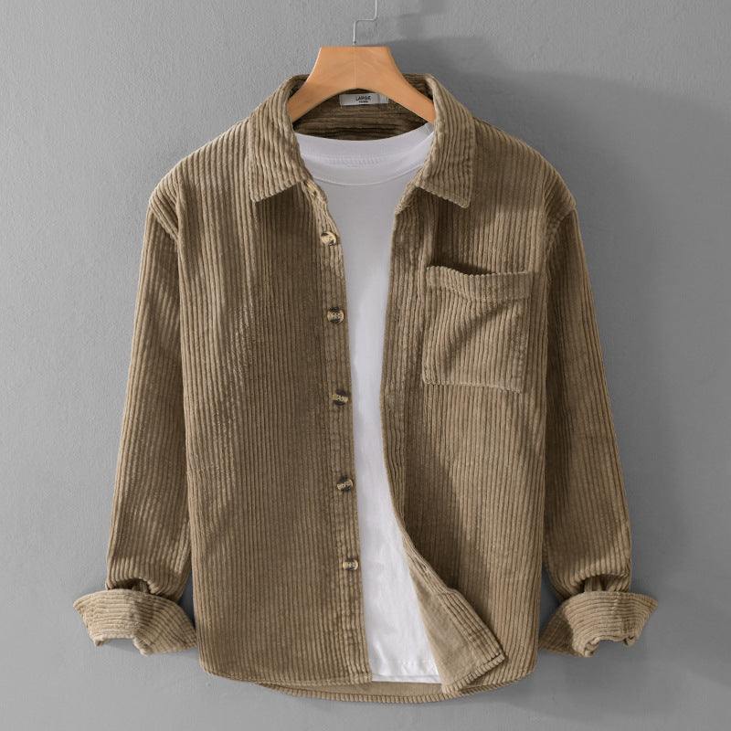 Cămașă Casuală din Catifea Riată pentru Bărbați — Slim Fit