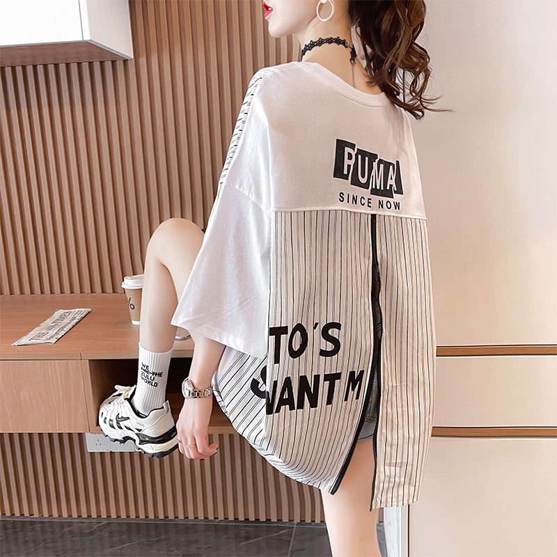 Tricou cu Fermoar Decorativ și Design Urban — Unisex Streetwear