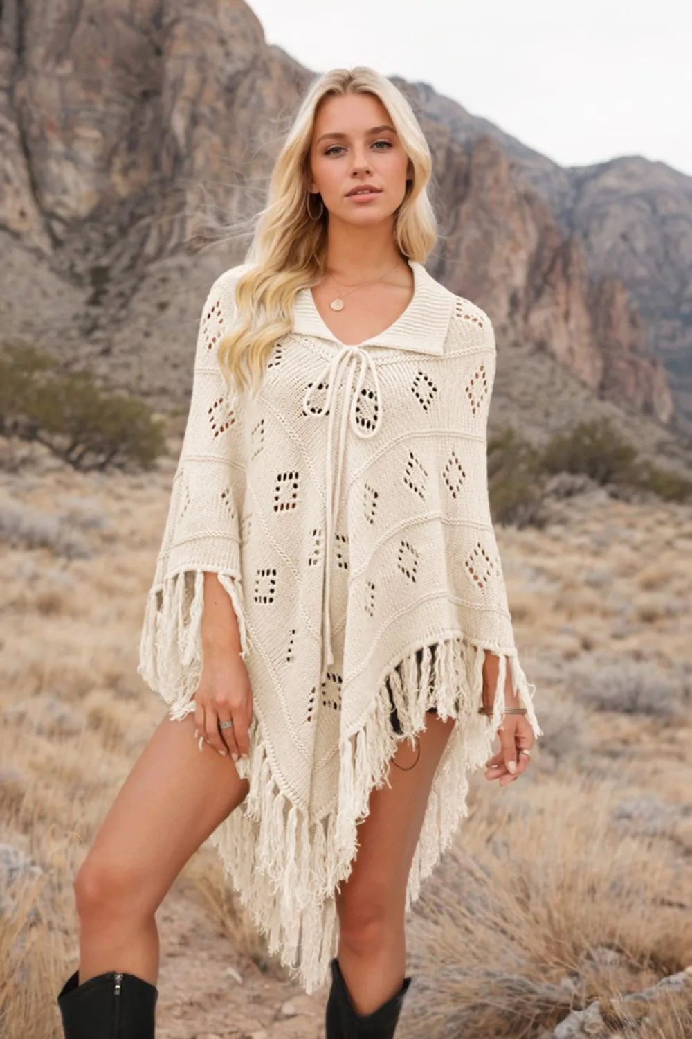 Cardigan Tricotat cu Franjuri