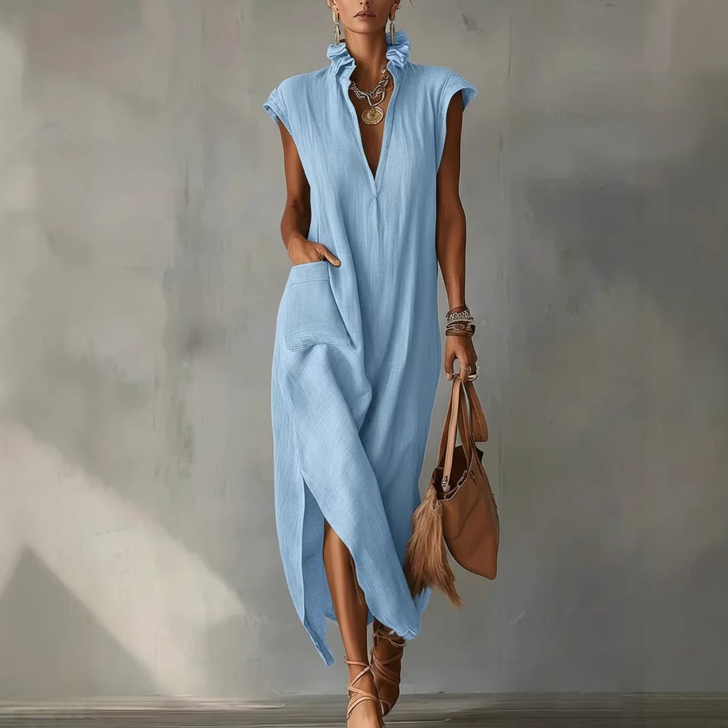 Rochie Casuală Lejeră cu Decolteu V — Fără Mâneci