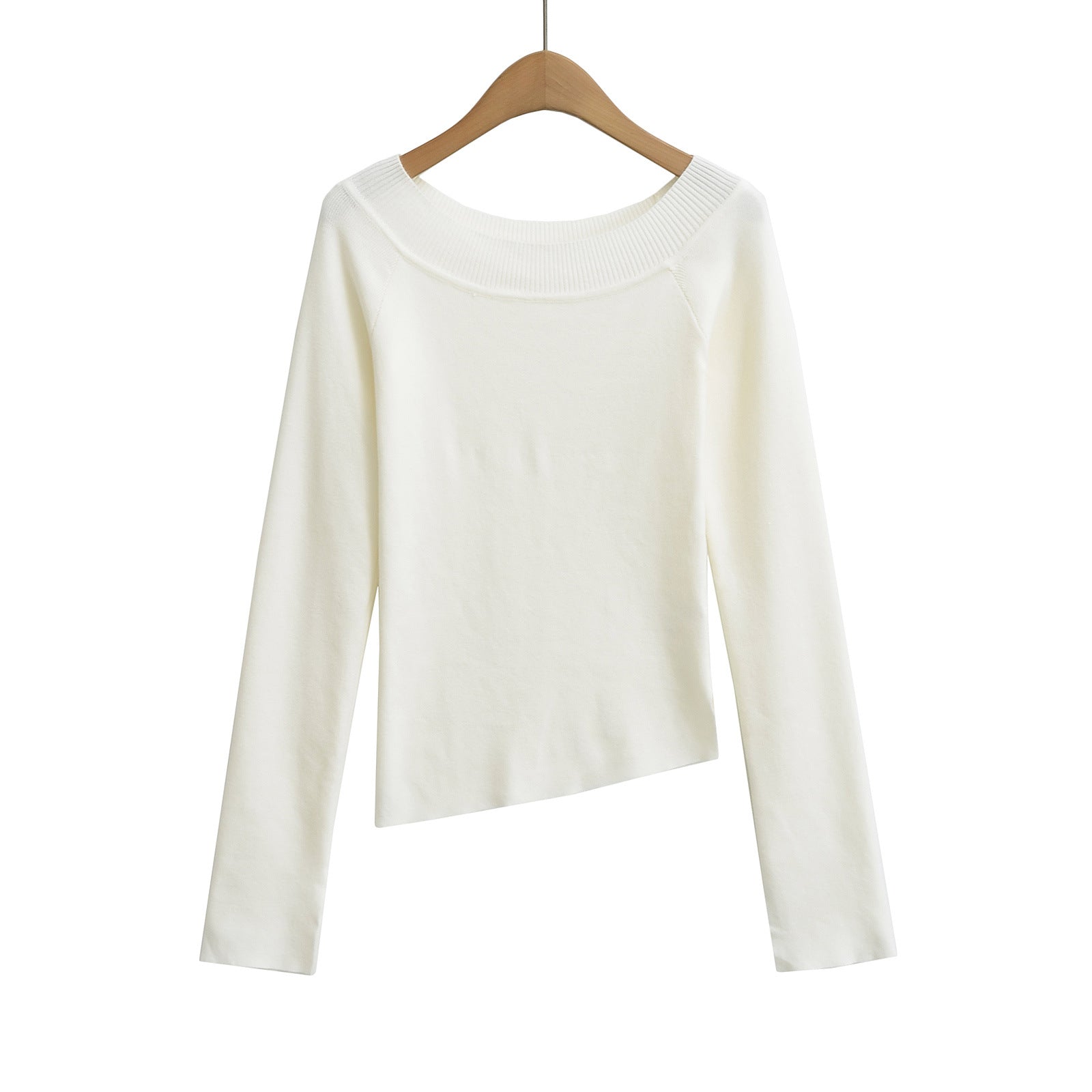 Top Off-Shoulder cu Umăr Oblic și Elastic Slim Fit pentru Femei