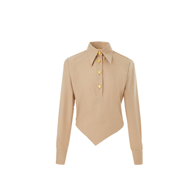 Set Elegant Femei “Old Money” — Bluză Asimetrică și Pantaloni Drepți