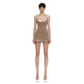 Rochie Mini A-Line Sexy cu Dantela și Decolteu Strapless — Bej