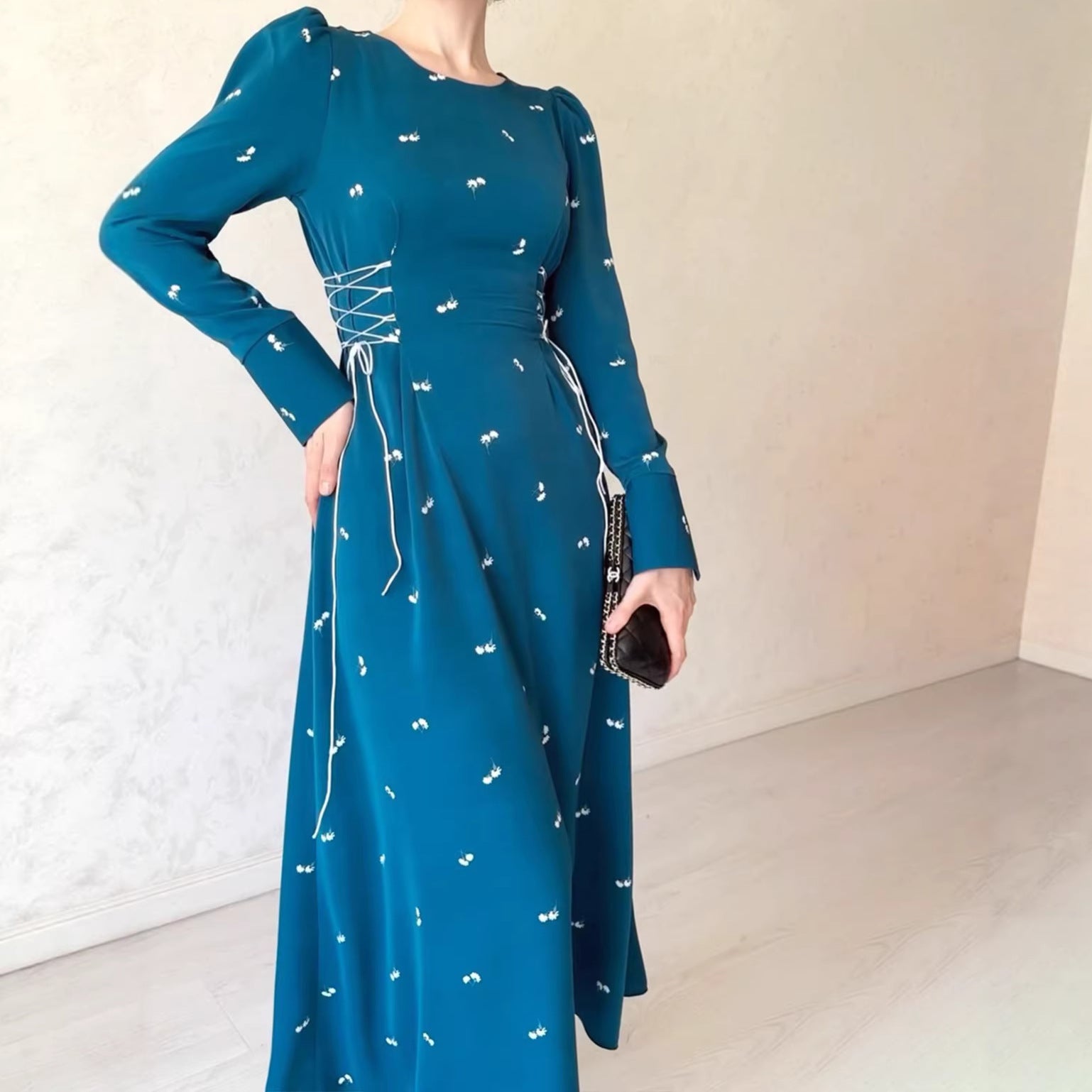 Rochie Maxi Elegantă de Primăvară cu Talie Strânsă pentru Femei