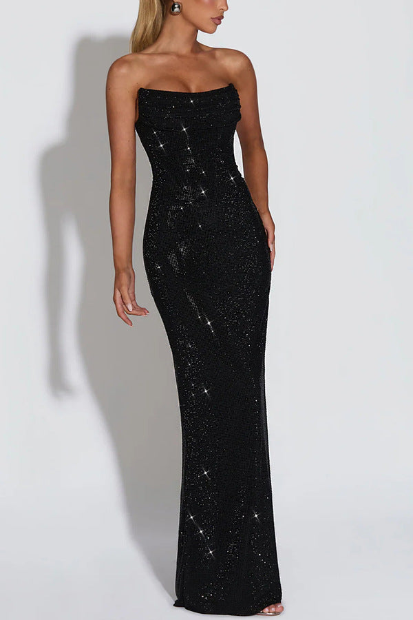 Rochie Lungă Bodycon cu Paiete — Seară de Gală