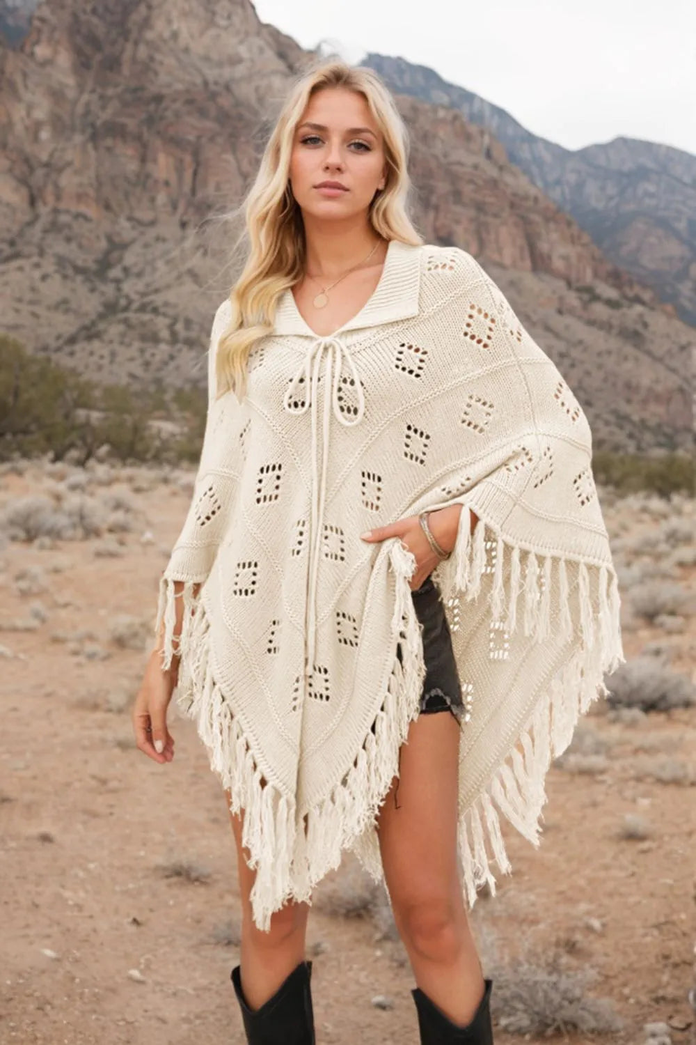 Cardigan Tricotat cu Franjuri