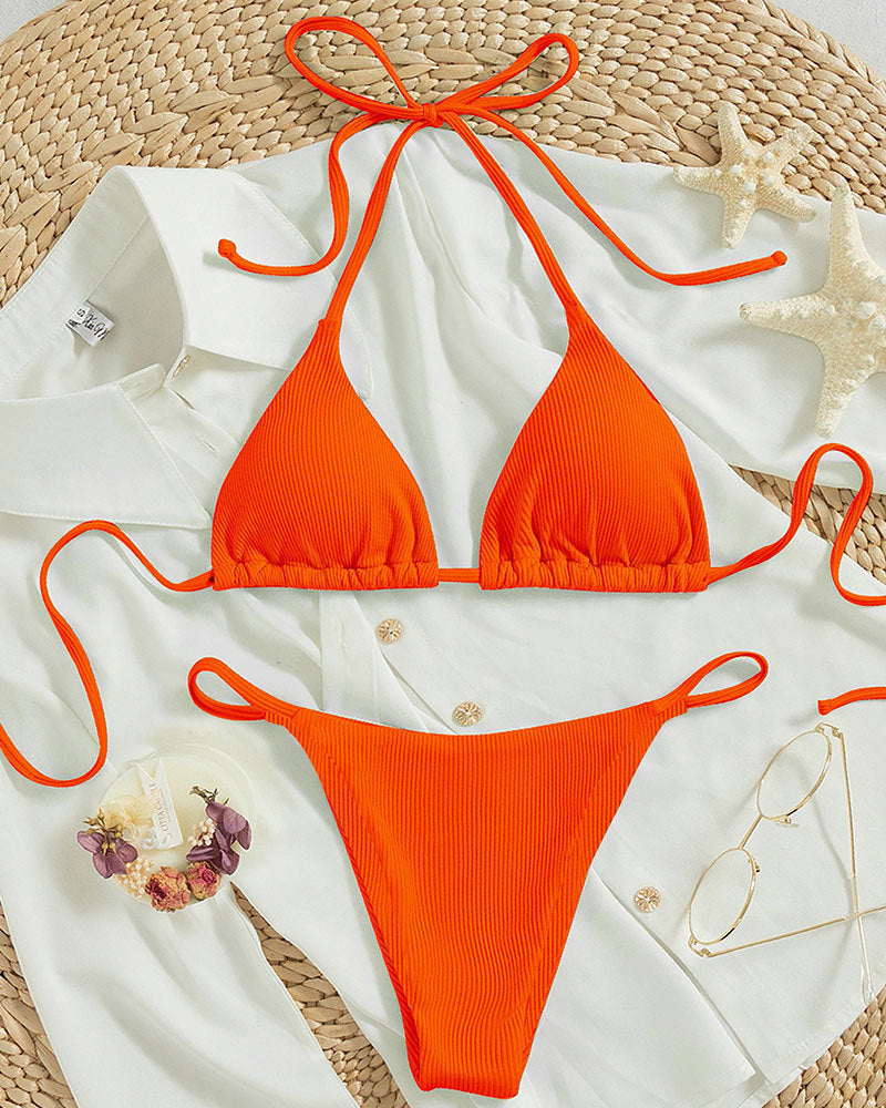 Bikini cu Snur la Gat si Sutien Captusit - 16 Culori