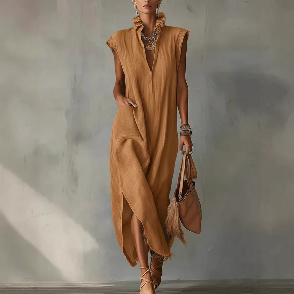 Rochie Casuală Lejeră cu Decolteu V — Fără Mâneci