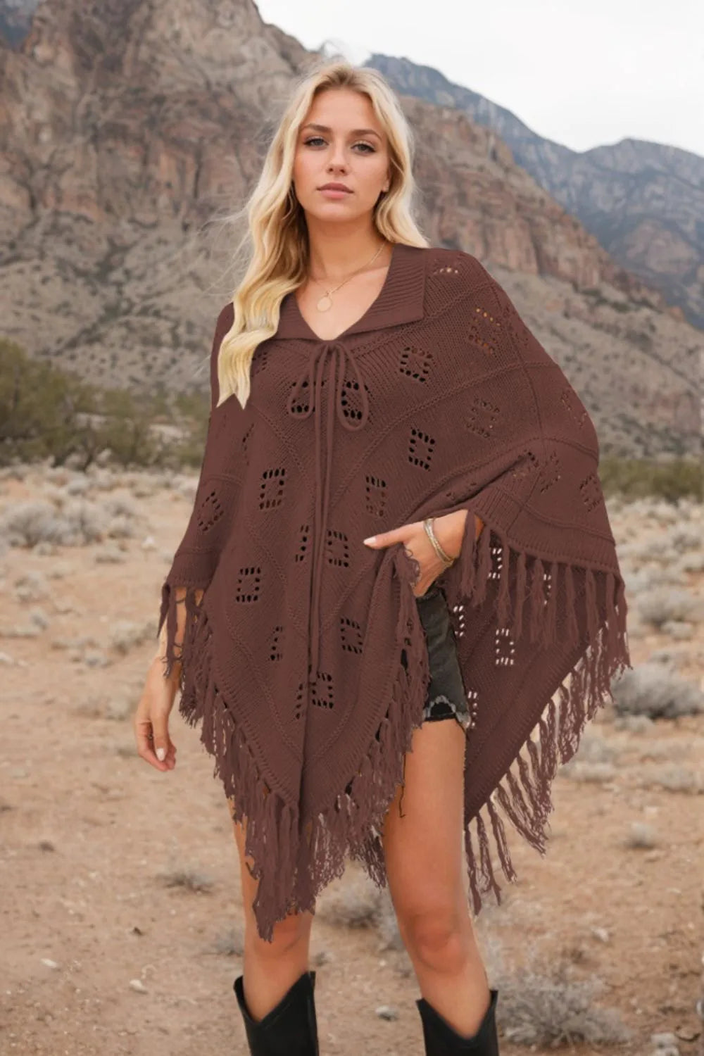 Cardigan Tricotat cu Franjuri
