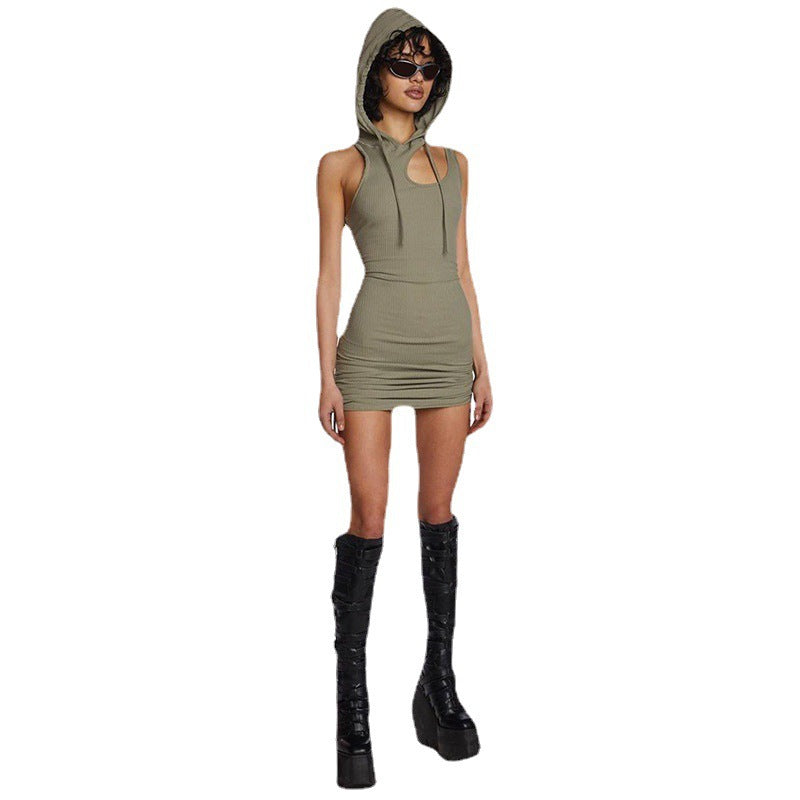 Rochie Mini Sexy cu Glugă și Șiret — Look Seductiv
