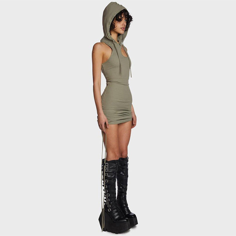Rochie Mini Sexy cu Glugă și Șiret — Look Seductiv