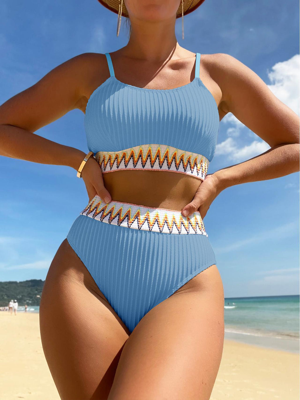 Bikini 2 Piese Talie Înaltă Sexy Culoare Uni