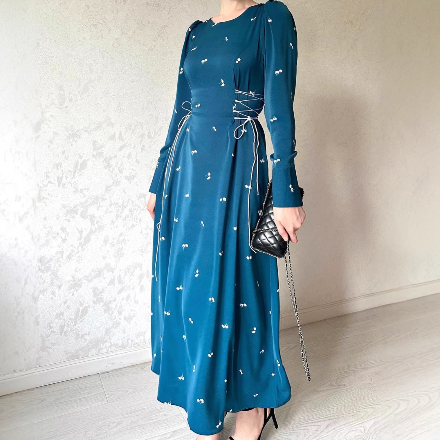 Rochie Maxi Elegantă de Primăvară cu Talie Strânsă pentru Femei