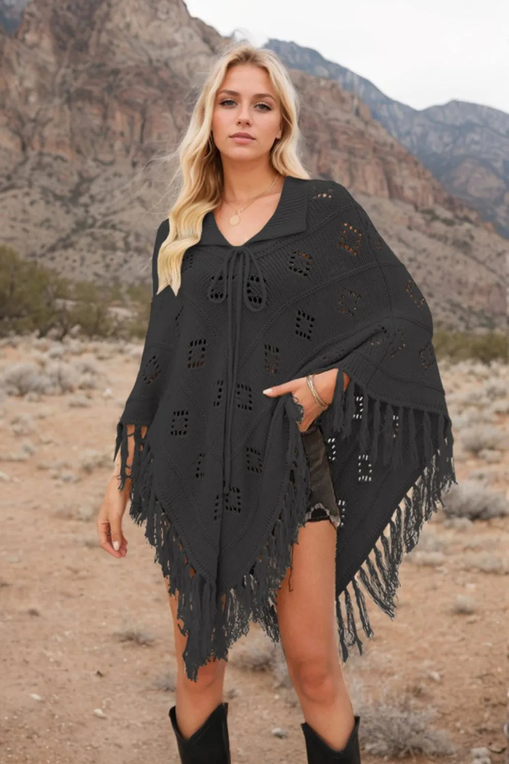Cardigan Tricotat cu Franjuri
