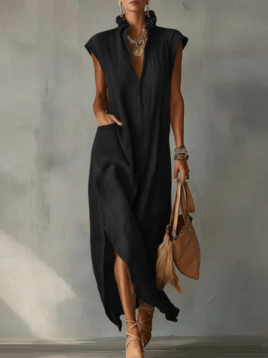 Rochie Casuală Lejeră cu Decolteu V — Fără Mâneci