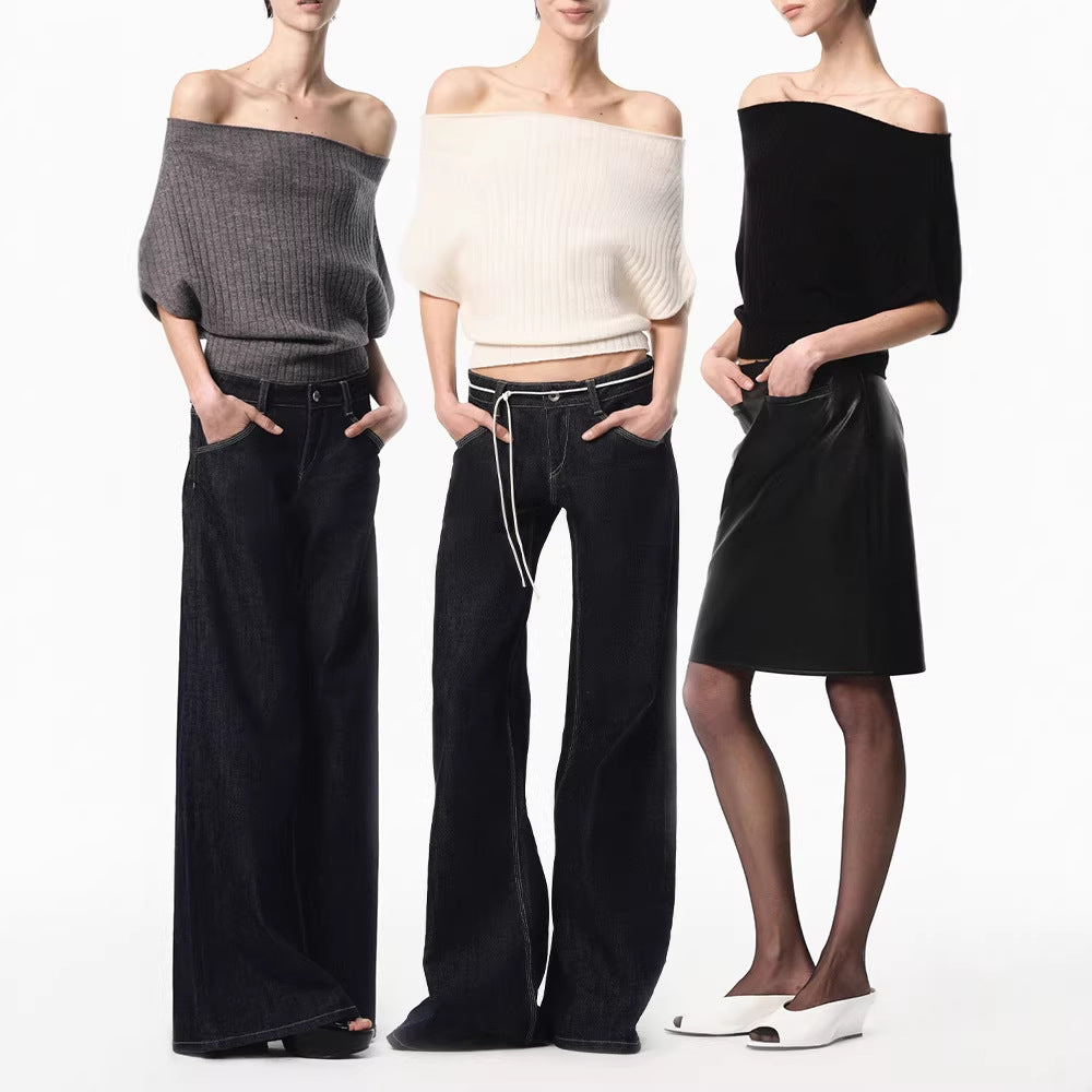 Top Tricotat Ribbed cu Decolteu pentru Femei — Slim Fit Elegant