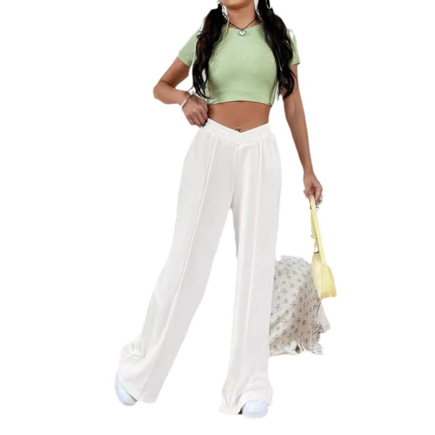 Pantaloni Largi Casual Femei — Bumbac, Talie Elastică, Stil Japonez