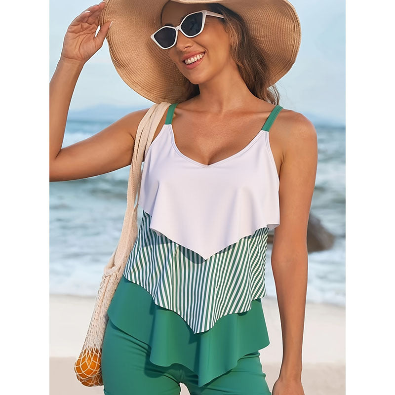 Costum de Baie 2 Piese Floral Talie Înaltă Spate Gol