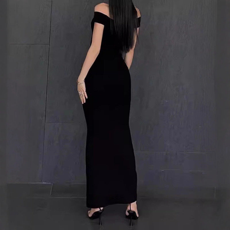 Rochie Lungă Bodycon cu Talie Evidențiată