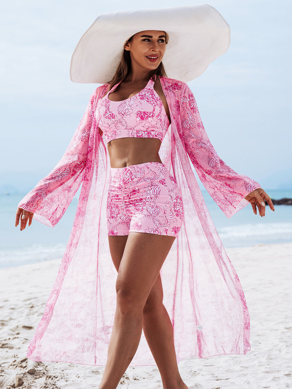 Set Bikini 3 Piese cu Print – Costum de Baie Sexy Femei S-XXL