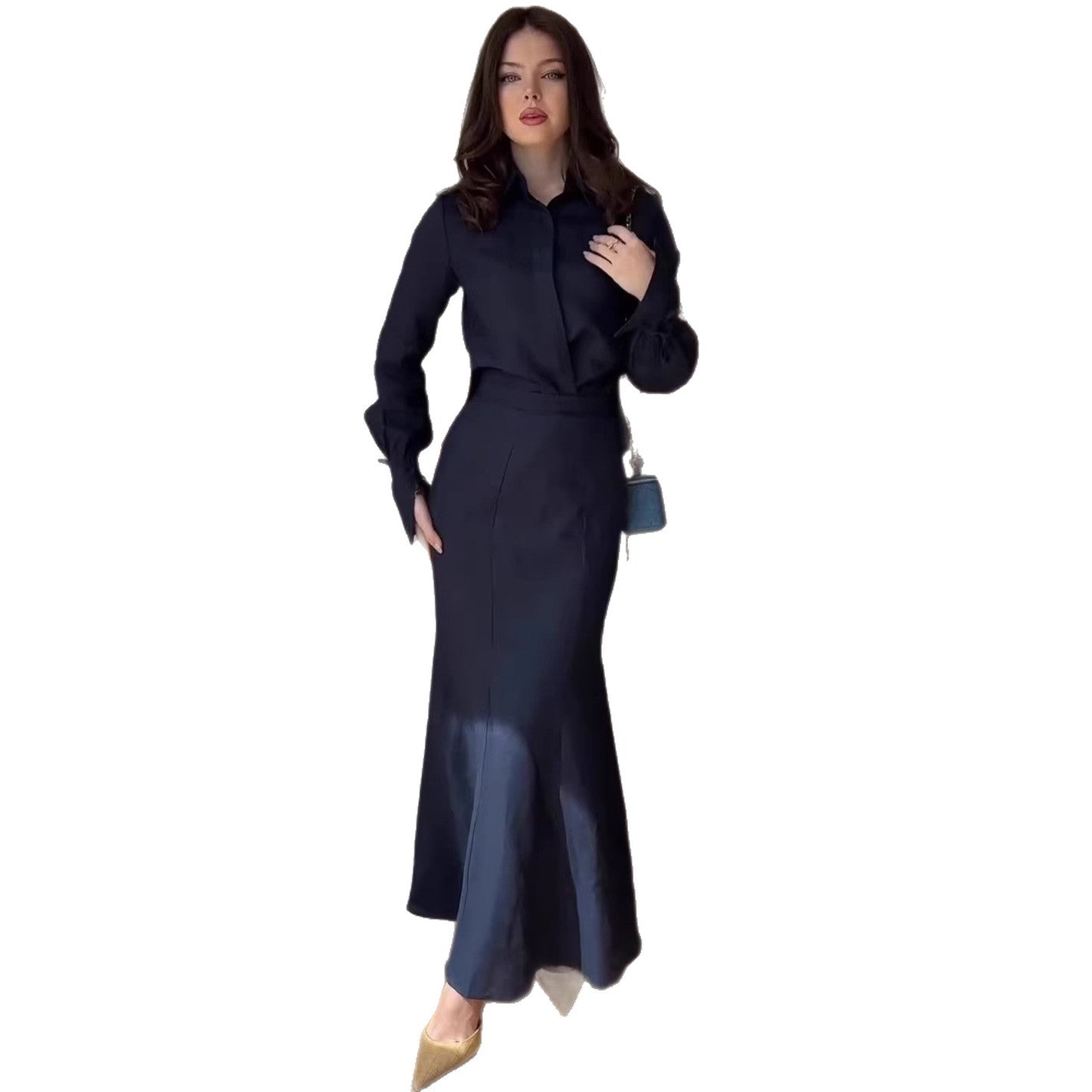 Set Două Piese Elegant Casual pentru Birou — Rochie Lungă Respirabilă