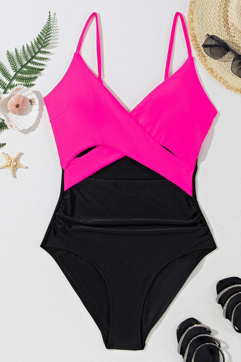 Costum de Baie Intreg Rose Red - Decupaj Colorblock