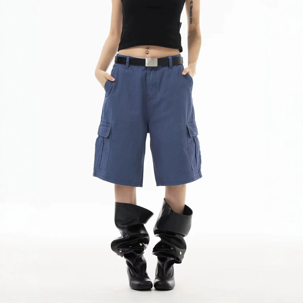 Pantaloni Casual Unisex — Straight Leg, Spălat Vintage, Talie Înaltă