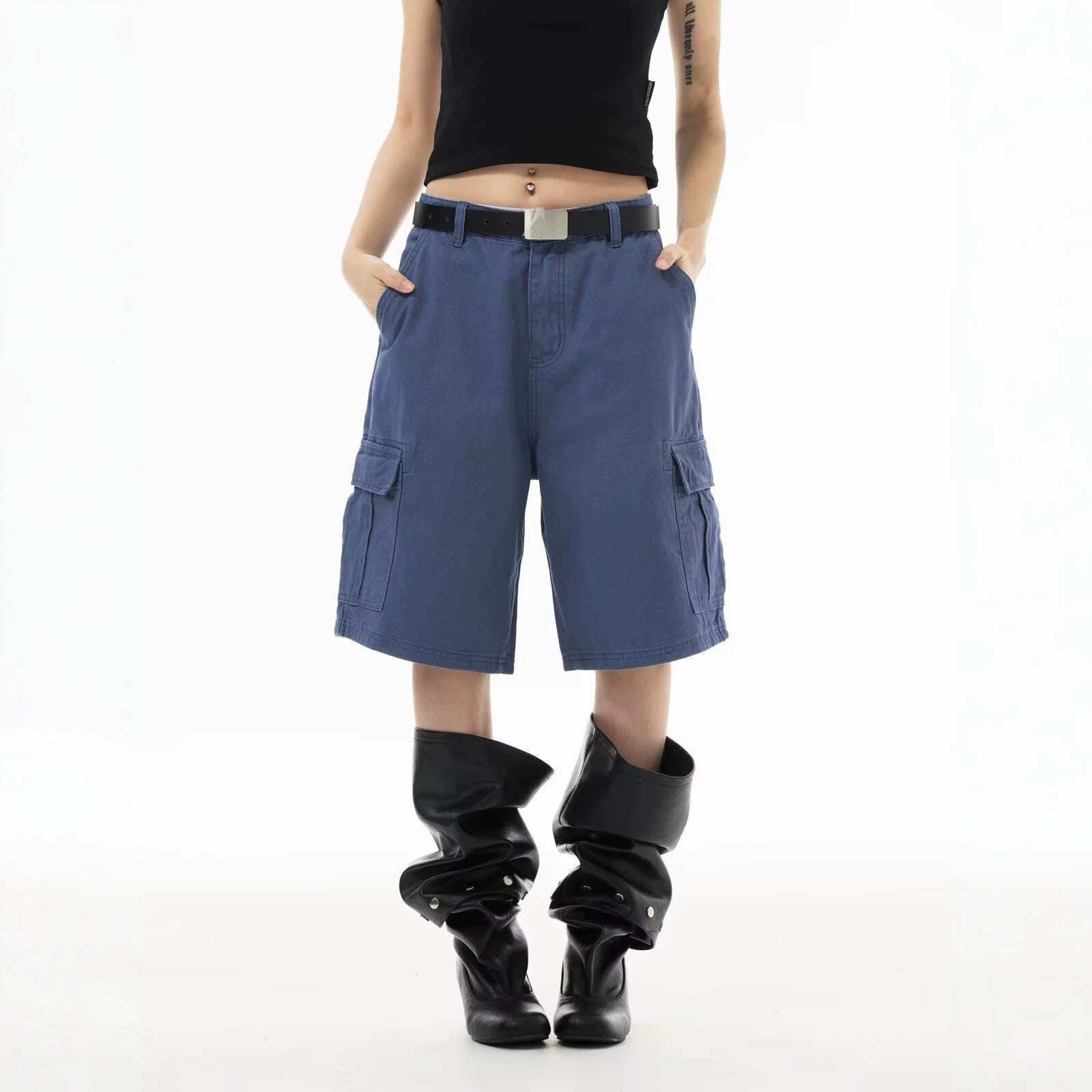 Pantaloni Casual Unisex — Straight Leg, Spălat Vintage, Talie Înaltă