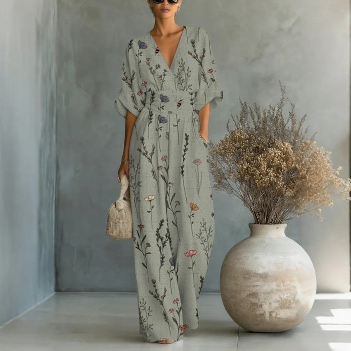 Salopetă cu Print Floral pentru Femei — Casual Elegantă