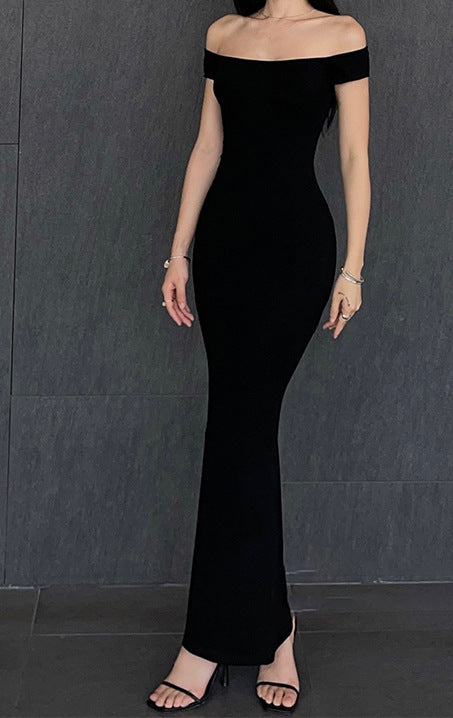 Rochie Lungă Bodycon cu Talie Evidențiată