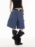 Pantaloni Casual Unisex — Straight Leg, Spălat Vintage, Talie Înaltă