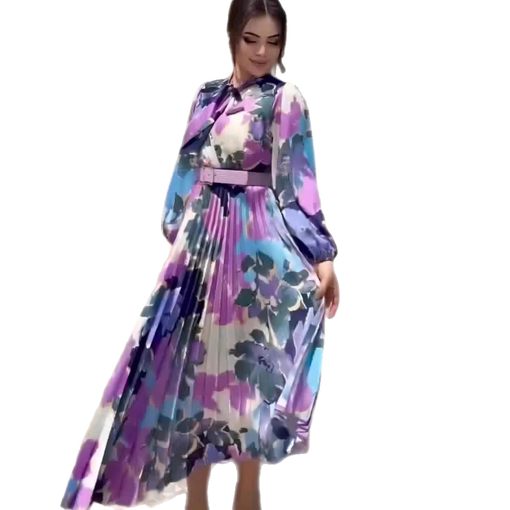 Rochie Elegantă cu Mâneci Pufăite și Talie Evidențiată