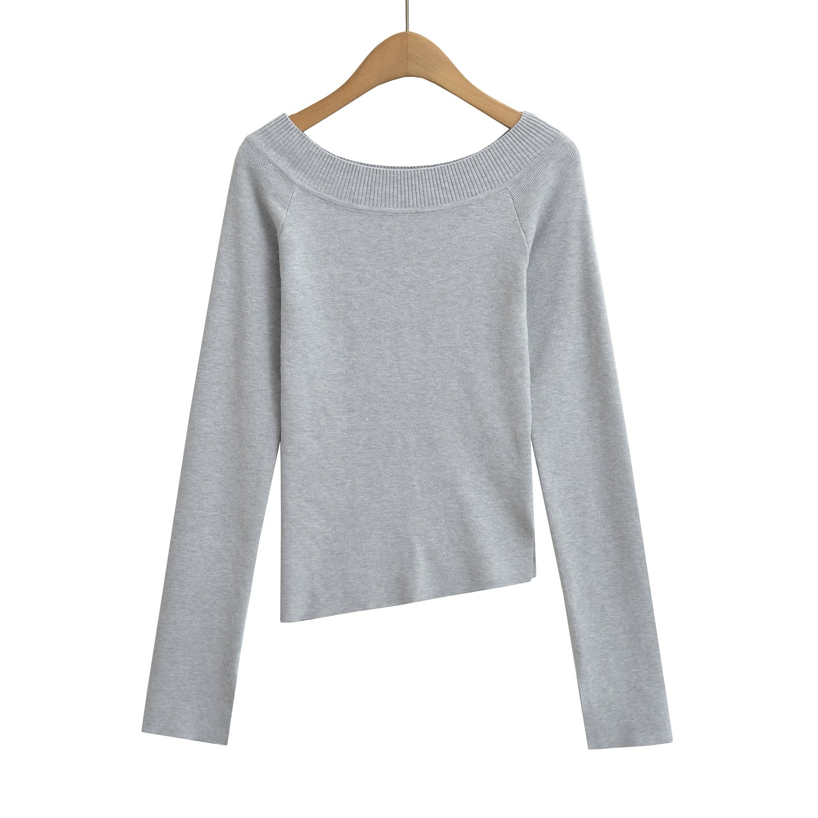 Top Off-Shoulder cu Umăr Oblic și Elastic Slim Fit pentru Femei