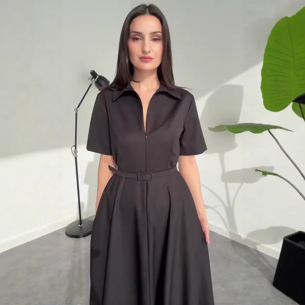 Rochie Cu Mânecă Scurtă pentru Femei — Casual Elegantă