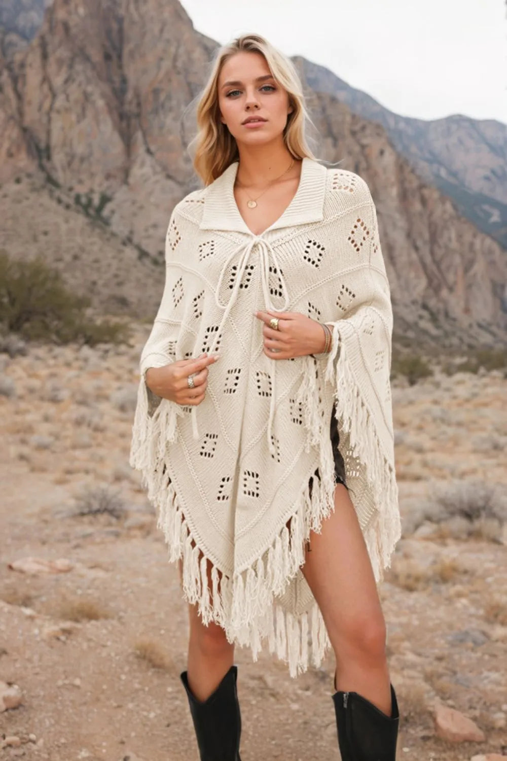Cardigan Tricotat cu Franjuri