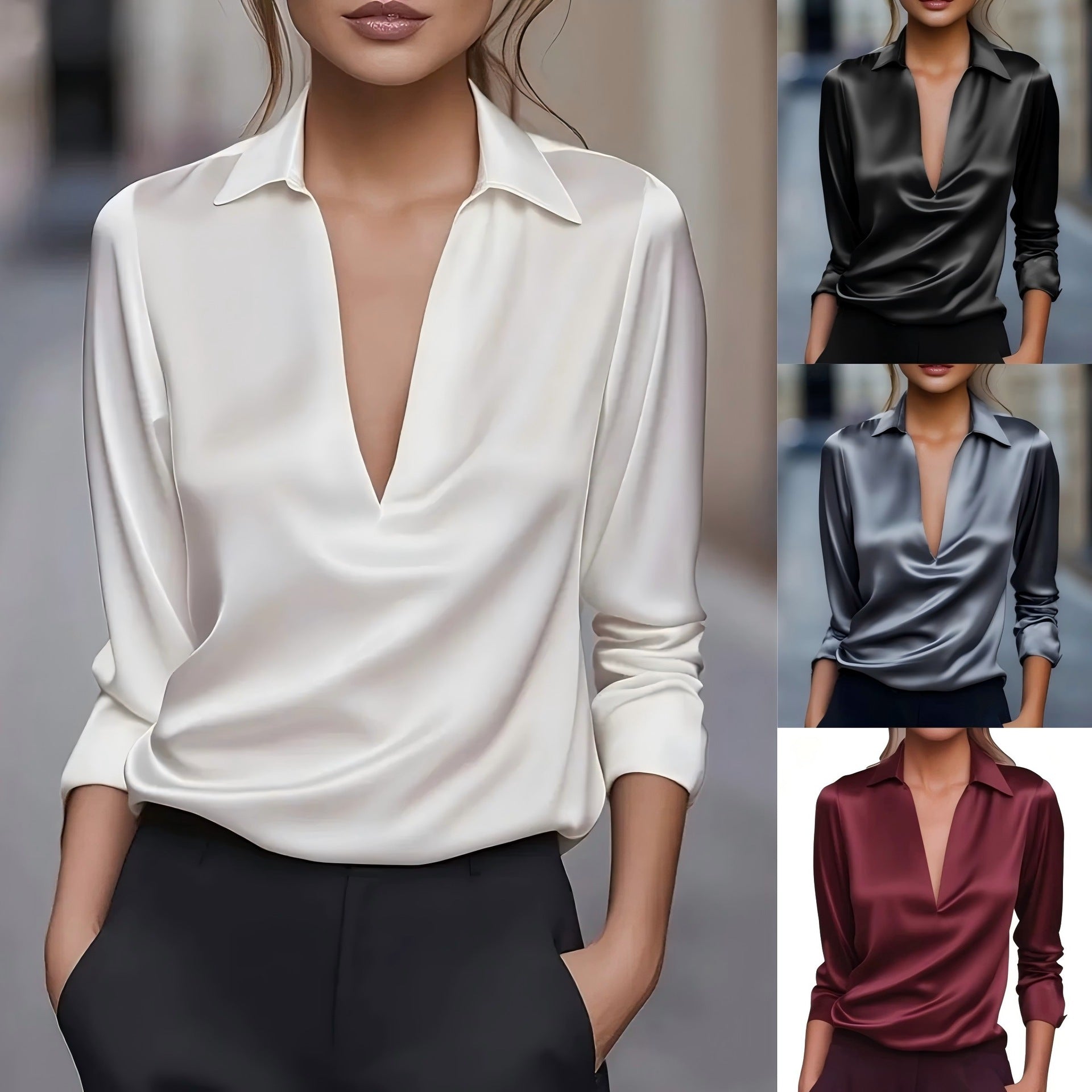 Tricou cu Decolteu V pentru Femei — Casual Confortabil