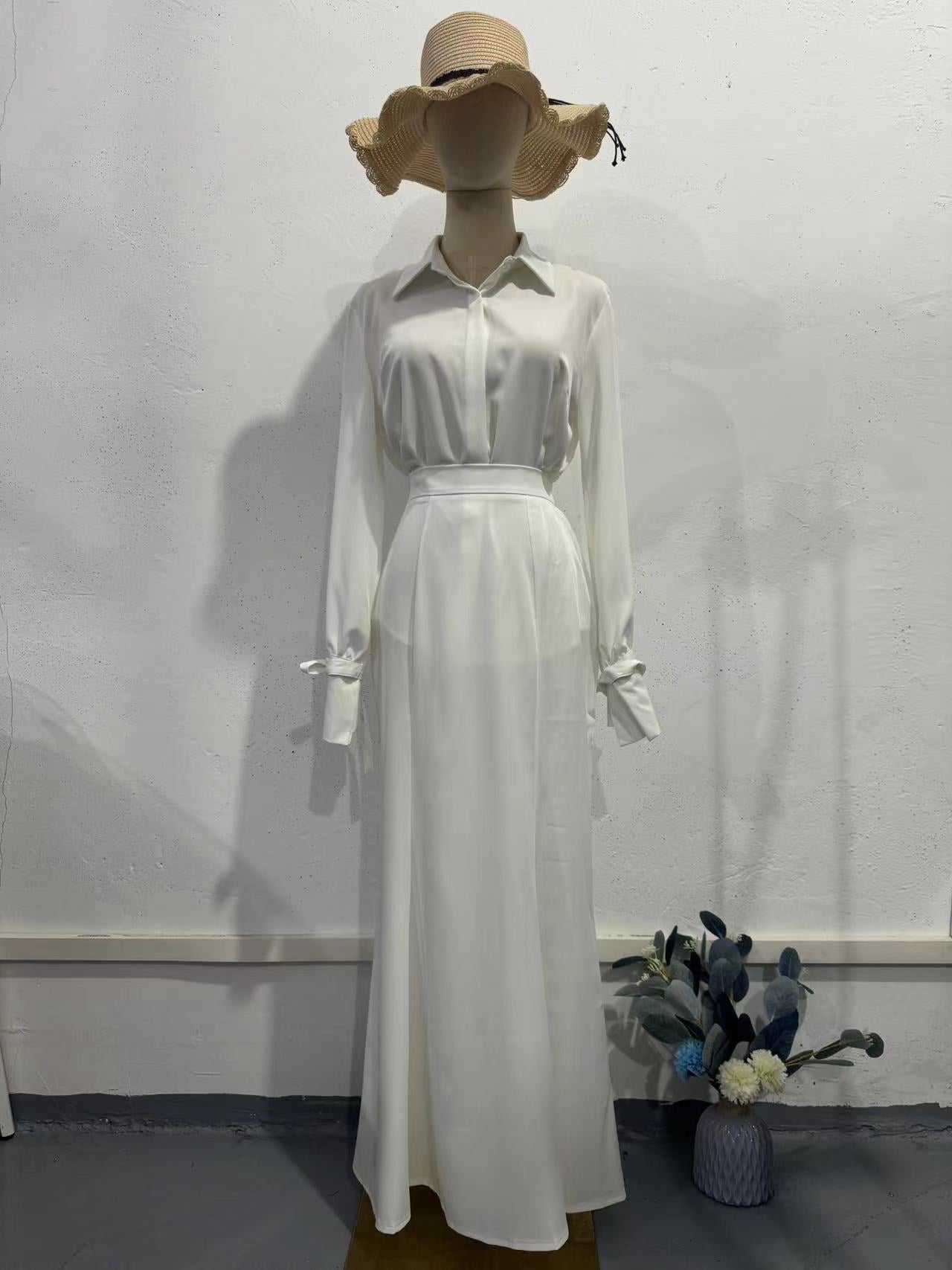 Set Două Piese Elegant Casual pentru Birou — Rochie Lungă Respirabilă