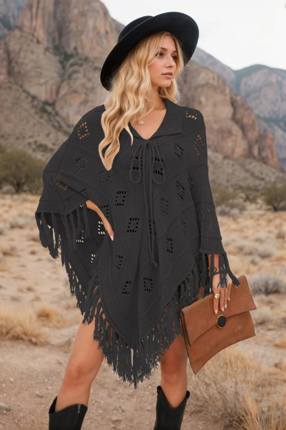 Cardigan Tricotat cu Franjuri