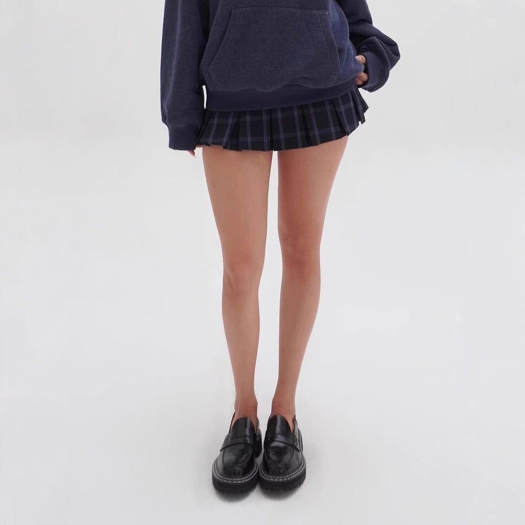 Fustă Plisata cu Model Carouri pentru Femei — Stil Preppy Chic