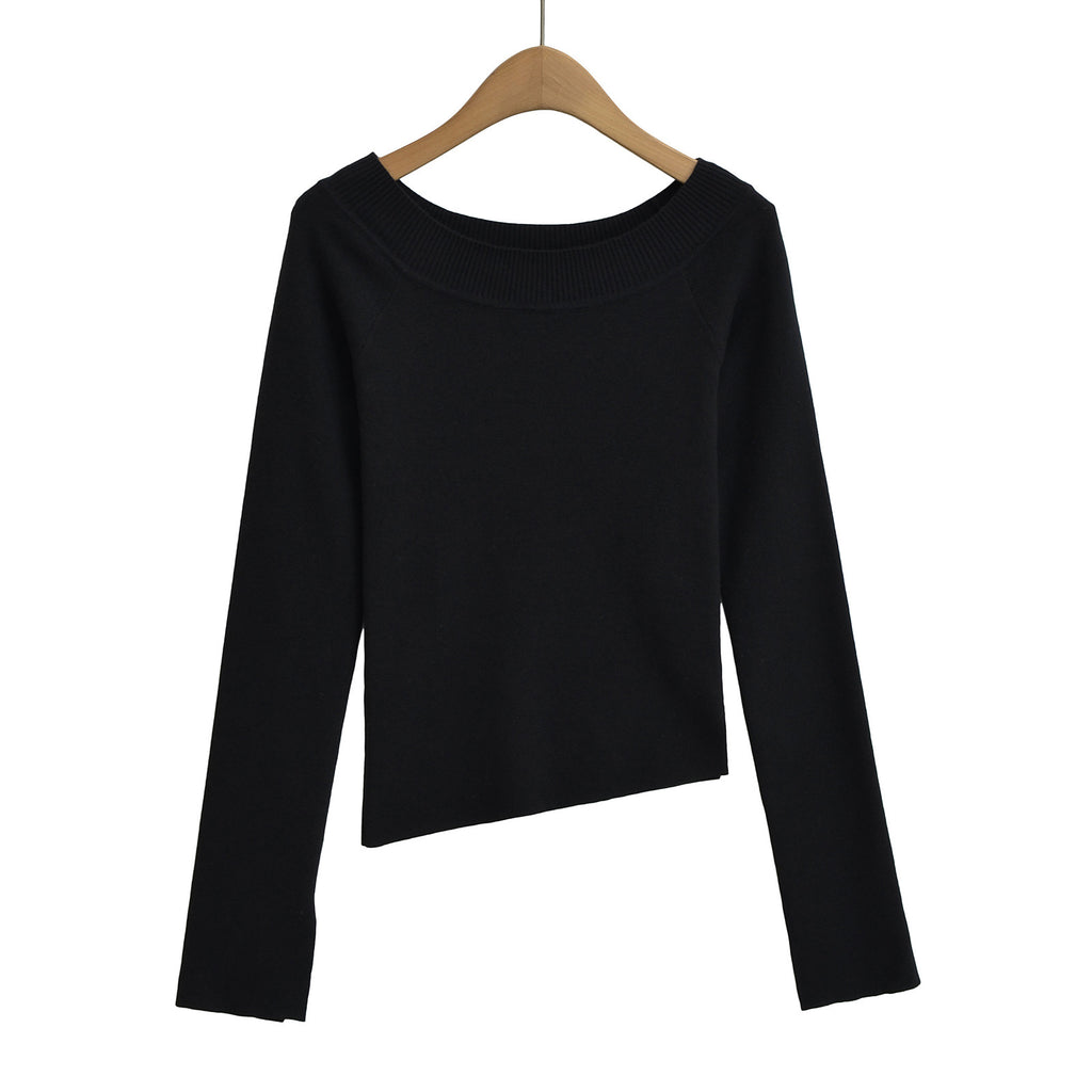 Top Off-Shoulder cu Umăr Oblic și Elastic Slim Fit pentru Femei