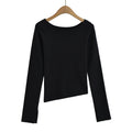 Top Off-Shoulder cu Umăr Oblic și Elastic Slim Fit pentru Femei