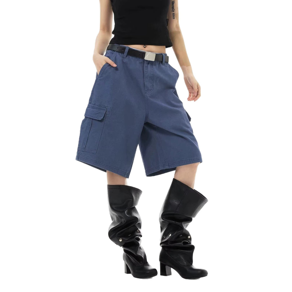 Pantaloni Casual Unisex — Straight Leg, Spălat Vintage, Talie Înaltă