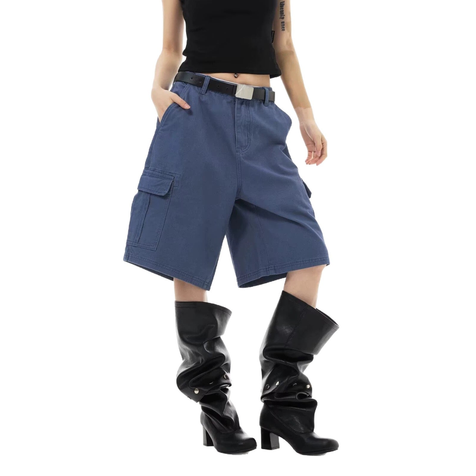 Pantaloni Casual Unisex — Straight Leg, Spălat Vintage, Talie Înaltă