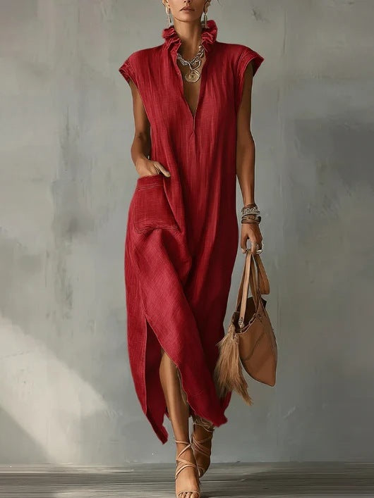 Rochie Casuală Lejeră cu Decolteu V — Fără Mâneci