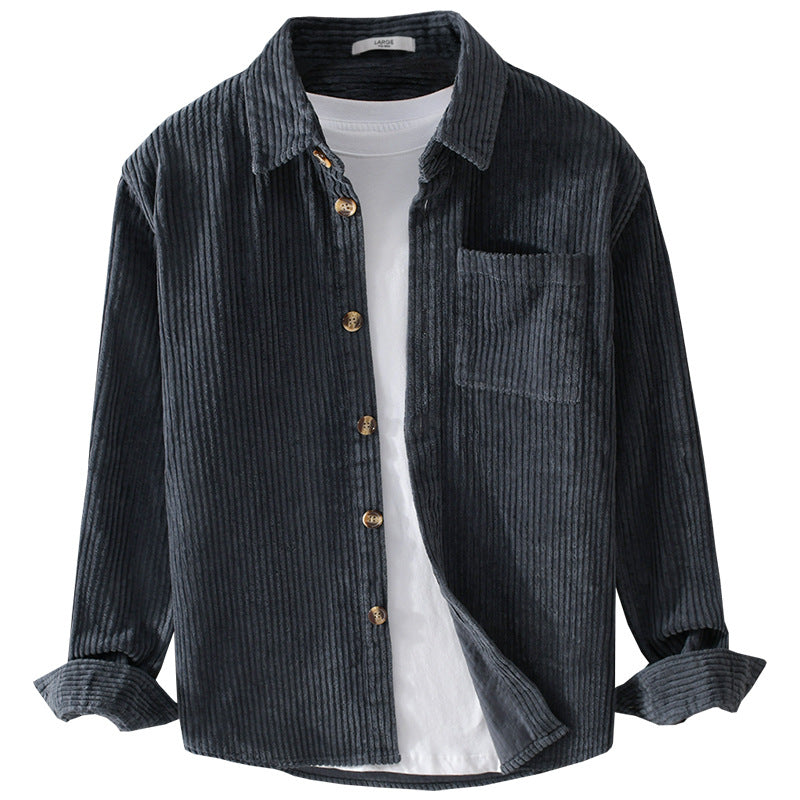 Cămașă Casuală din Catifea Riată pentru Bărbați — Slim Fit