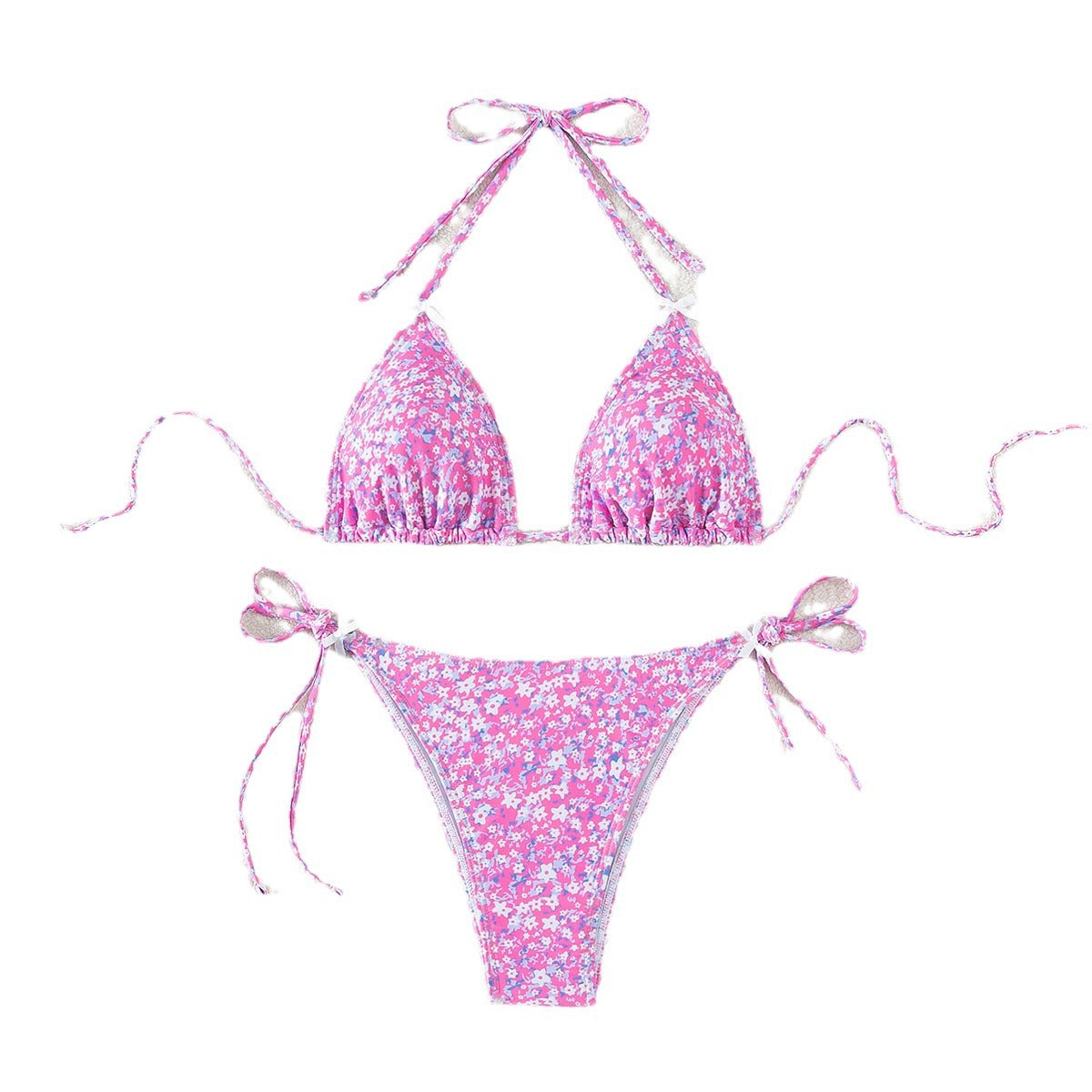Bikini Sexy cu Sutien Triunghi si Dantela - Imprimeu Floral